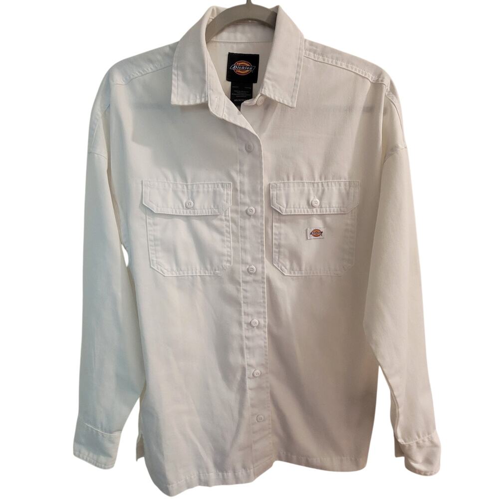 Dickies Women’s XS White Oversized Work Shirt Button Up Skater Streetwear